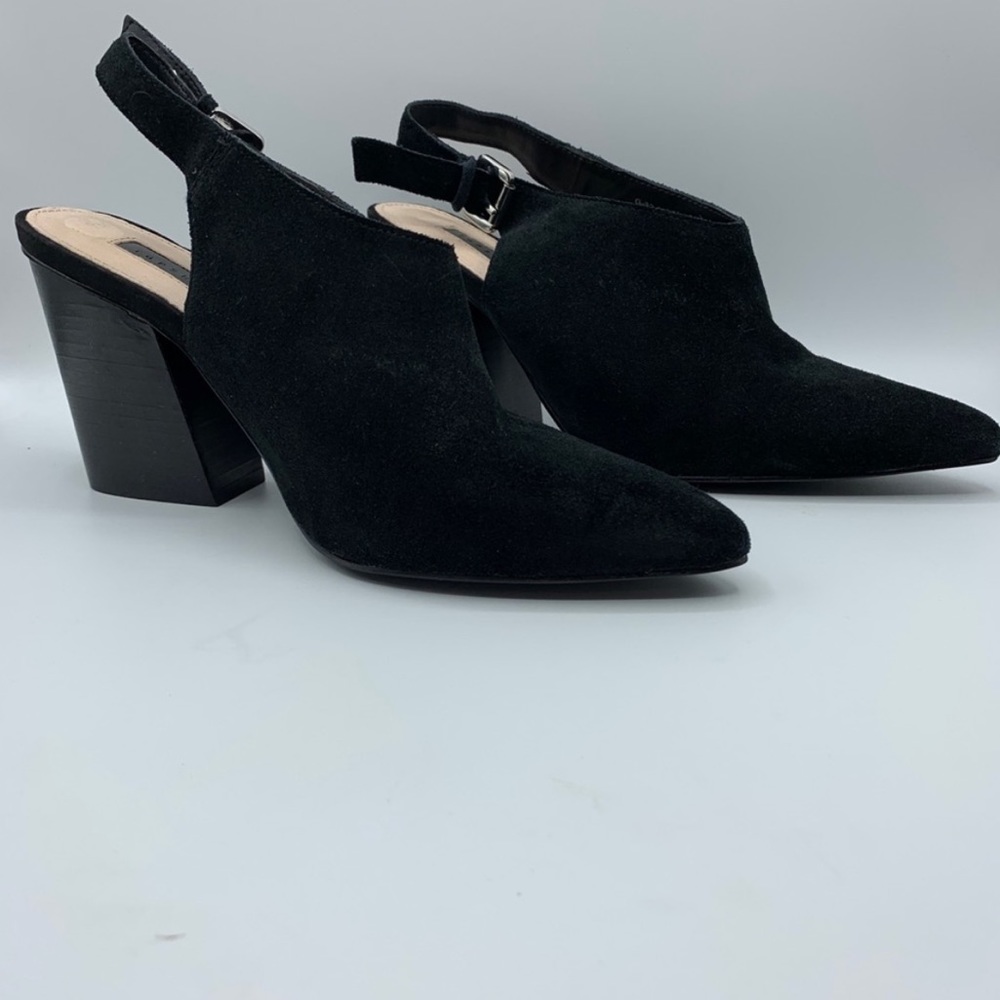 Topshop Goji Stacked Heel Slingback Mules Black